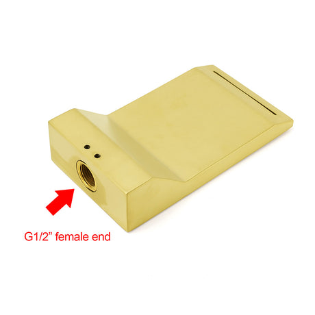 Brushed Gold Square Cubic Shower Bathtub Waterfall Spout Filler Outlet 1/2
