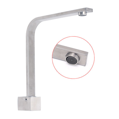 Brushed Nickel Square Spout Gooseneck Arm High Rise Bathtub Filler Water Outlet