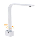 Square Chrome Gooseneck Arm Wall Mounted Swivel Bathtub Spout Faucet Outlet Set
