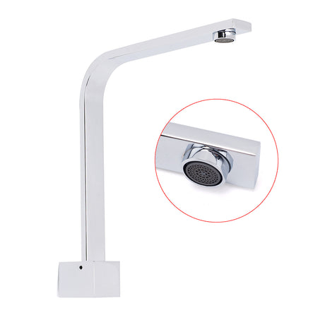Square Chrome Gooseneck Arm Wall Mounted Swivel Bathtub Spout Faucet Outlet Set