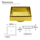 Brushed Gold 100mm Square Tile Insert Floor Drain Tiny Shower Grate 50mm Waste