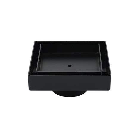 WaterMark Matt Black 100x100mm Square Tile Insert Shower Grate Floor Drain 50mm Waste