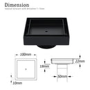 WaterMark Matt Black 100x100mm Square Tile Insert Shower Grate Floor Drain 50mm Waste
