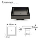 Gun Metal 100x100mm Square Tile Insert Floor Drain Small Shower Grate 80mm Waste