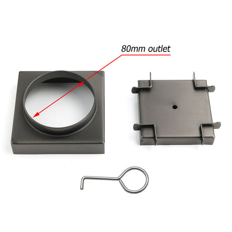 Gun Metal 100x100mm Square Tile Insert Floor Drain Small Shower Grate 80mm Waste