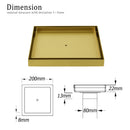 Brushed Gold Large 200mm Tile Insert Bathroom Floor Drain Grate 80mm Waste Outet