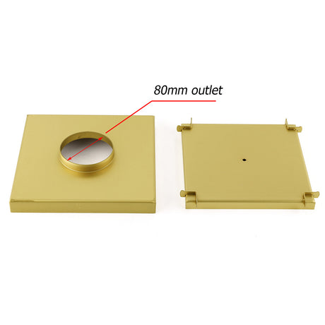 Brushed Gold Large 200mm Tile Insert Bathroom Floor Drain Grate 80mm Waste Outet