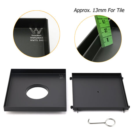 Watermark Matt Black Large 200mm Tile Insert Floor Drain Shower Grate 80mm Waste