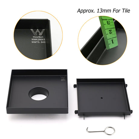 Matt Black 150x150mm Tile Insert Floor Drain Shower Grate 50mm Outlet Watermark