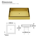 Brushed Gold 150x150mm Tile Insert Floor Drain Shower Grate 80mm Waste Watermark
