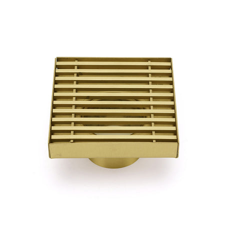 Brushed Gold Smart Square 100mm Strip Fence Floor Drain Shower Grate 50mm Waste
