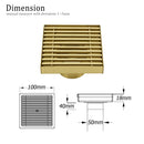 Brushed Gold Smart Square 100mm Strip Fence Floor Drain Shower Grate 50mm Waste