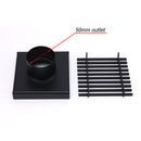 Matt Black 100mm Square Strip Fence Shower Grate Bathroom Floor Drain 50mm Waste