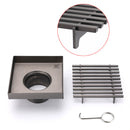 Gun Metal SUS 100mm Square Strip Fence Floor Drain Small Shower Grate 50mm Waste
