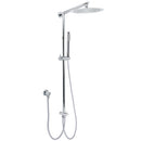 WELS Chrome 10" Round Rain Handheld Double Shower Head Rose Sliding Rail Arm Diverter Set
