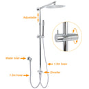 WELS Chrome 10" Round Rain Handheld Double Shower Head Rose Sliding Rail Arm Diverter Set