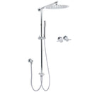 WELS Round Large 12" Rain 2in1 Shower Head Stainless Steel Handheld Wall Rail Brass Twin Taps Set