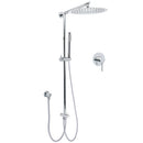 WELS Round 12" Rain Twin Shower Head Stainless Steel Handheld Wall Rail Chrome Mixer Valve Set