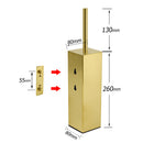 Brushed Gold Modern Stainless Steel Square Toilet Brush Wall Mounted Holder Cup