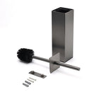 Bathroom Gun Metal Grey Square Toilet Brush 304 Stainless Steel Holder Cup Kit