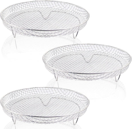 Multi-layer air fryer rack (3 round layers) - Air fryer baking pan - Air fryer grid - 304 stainless steel - Safe to use in air fryers, steam ovens, regular ovens and dishwashers