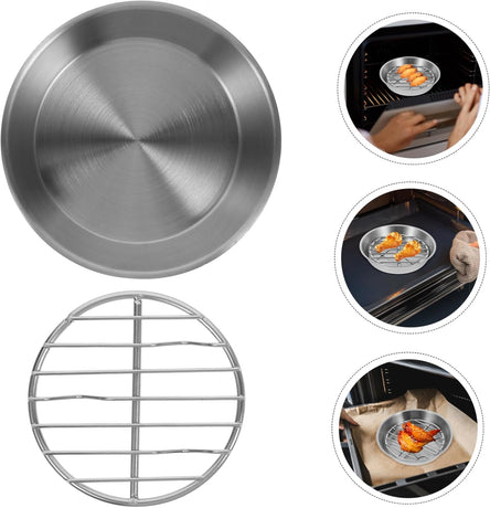 Baking tray for air fryer - Air fryer baking pan - Air fryer accessories - Baking tray with rack - Made of 304 stainless steel - 12 cm