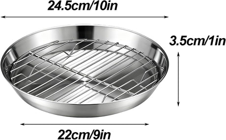 Baking tray for air fryer - Air fryer baking pan - Air fryer accessories - Baking tray with rack - Made of 304 stainless steel - 25 cm