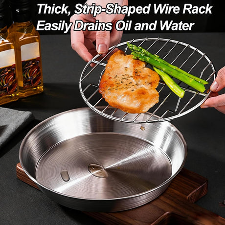 Baking tray for air fryer - Air fryer baking pan - Air fryer accessories - Baking tray with rack - Made of 304 stainless steel - 25 cm