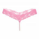 Sexy Lace Underwear Women Back Bow Panties Women G-String T-Back Thong Transparent Lingerie Cute With Beads KL107Pink One Size
