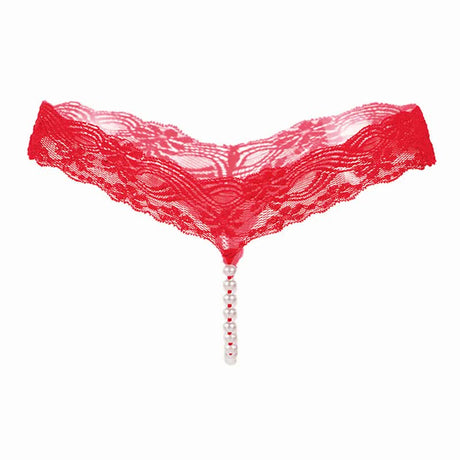 Sexy Lace Underwear Women Back Bow Panties Women G-String T-Back Thong Transparent Lingerie Cute With Beads KL107Pink One Size