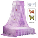 Universal Bed Canopy Dome Bedspread Mosquito Net Tulle Children's Bed Children's Room Princess Double Bed Easy to Install, Purple