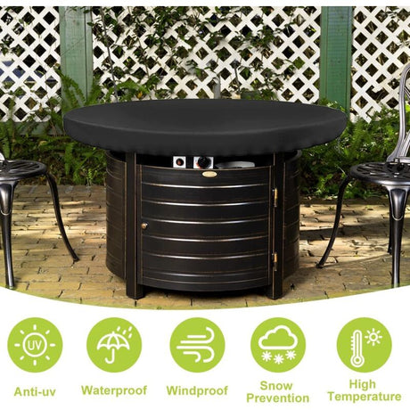 Fire Pit Protective Cover, Anti-UV 420D Round Protective Cover for Fire Pit Protection and Waterproof for Patio Fire Pit for Thin Grills, Fire Pit