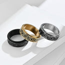 Nordic Norwegian Viking Triangle Knot Rotatable Titanium Steel Ring for Men and Women Relaxing Finger Ring Hand Forged
