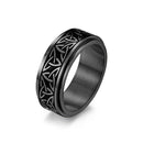 Nordic Norwegian Viking Triangle Knot Rotatable Titanium Steel Ring for Men and Women Relaxing Finger Ring Hand Forged