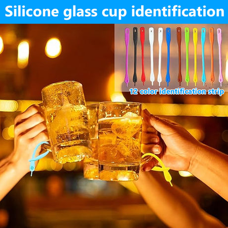 60 pcs glass markers, silicone glass marker drinking glass colorful wine glass markers reusable wine glass markers wine marker