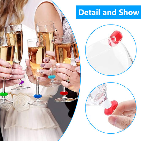 60 pcs glass markers, silicone glass marker drinking glass colorful wine glass markers reusable wine glass markers wine marker