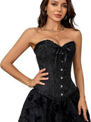 Corset Tops for Women, Bustier Shapewear Lingerie, Lace Waist Push Up Bodysuit black L