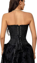 Corset Tops for Women, Bustier Shapewear Lingerie, Lace Waist Push Up Bodysuit black L