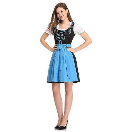 German Munich Oktoberfest Costume Women's Costume Traditional Bavarian Beer Carnival Fraulein Cosplay Maid Costume Set - Purple - Perfect Purple XXL