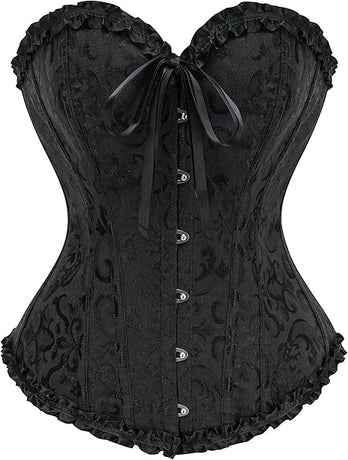Corset Tops for Women, Bustier Shapewear Lingerie, Lace Waist Push Up Bodysuit black XS