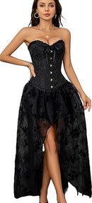 Corset Tops for Women, Bustier Shapewear Lingerie, Lace Waist Push Up Bodysuit black XS