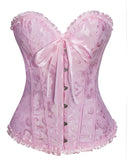 Women's Corset with Flowers, Braless, Strapless Lingerie Pink Pink[ca] Pink XS