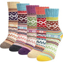 Pairs of Women's Merino Wool Socks, Thicker Thermal Knitting, Women's Socks for Hiking, Backpacking, Climbing, Winter (Red/Brown/Green/Blue/Dark Blue)