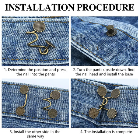Jeans Waist Adjustment Set, No Stitching, Removable Trouser Buttons, Jeans Waist Buckle, Jeans Tightening Buckle for Waist Adjustment{EE}