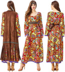 60s costume women, hippie women's dress set, 70s disco halloween outfits, hippie clothing women's costume, 60s clothing accessories M