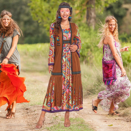 60s costume women, hippie women's dress set, 70s disco halloween outfits, hippie clothing women's costume, 60s clothing accessories M