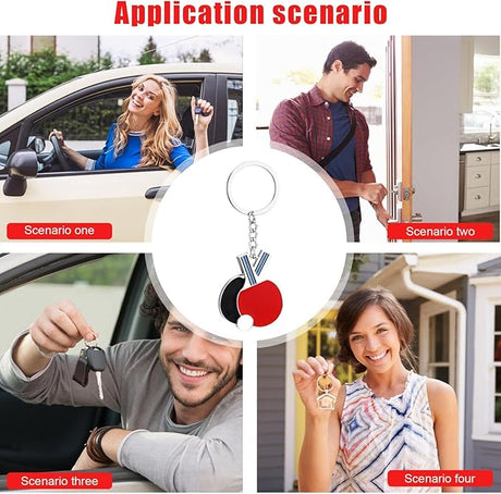Table Tennis Racket Keychain - Sports Keychain Table Tennis Racket Bag Ornament | Table Tennis Key Holder Keychain