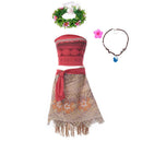Moana Dresses Girls Children's Clothing Cosplay Vaiana Princess Dress Necklace Wig Kids Carnival Party Summer Disney Costume Set Moana Set 03 Moana Set 03 9-10T(150)