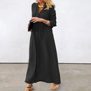 Shirt Dress High Waist Warm Skin-friendly Popular Women Solid Color Pullover Autumn Long Dress for Holiday black black_yux black 2XL