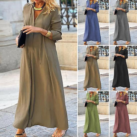 Shirt Dress High Waist Warm Skin-friendly Popular Women Solid Color Pullover Autumn Long Dress for Holiday black black_yux black 2XL